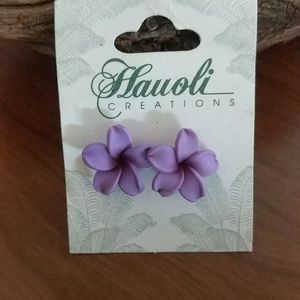 Purple Plumeria Pierced Earrings